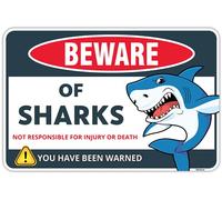 Venicor Schild mit der Aufschrift "Beware of Sharks", 20.3x30.5 cm, Aluminium, Hai-Dekoration für Jungenzimmer, Hai-Geschenke für Haifisch-Liebhaber, Hai-Wanddekoration, Poster, cooles Stuff Art