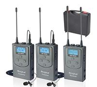 Venidice 96-Channel Professional UHF Wireless Lavalier Microphone System, Lapel Clip On Mic (394 Foot) 2 Transmitter and 1 Receiver for iPhone Smartphone Canon Nikon Sony DSLR Camera Camcorders