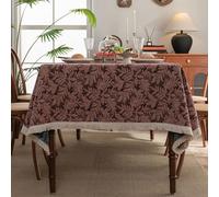 VENIES washable table cloth 100 x 140 cm Tablecloths for Rectangle Tables Faux Linen Tablecloth Washable Table Cloth tassels Dust-proof Table Cover for Wedding Party Dinning Table Decoration