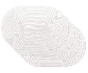 Venilia 59126 Cream Oval Placemat, Table Linen, Place Mats for Dining Room, White, Woven, Set of 4, Food Safe, 30 x 45 cm, Set of 4