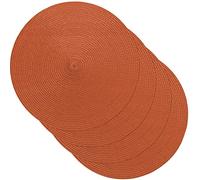 Venilia Brick Round Placemat, Table Linen, Place Mats for Dining Room, Orange, Woven, Set of 4, Food Safe, 38 cm, 59119