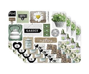 Vénilia Garden Place Mat Set for Dining Room Dining Table Mats Plate Coasters Place Mats Wipe Clean Food Safe 45 x 30 cm Set of 4 Garden