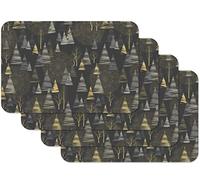 Venilia Golden Trees Placemats for Dining Room, Plate Coasters, Christmas Table Decoration, Christmas Placemats, Wipe Clean, Food Safe, 45 x 30 cm, Set of 4