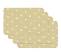 Venilia Place Mat for Dining Room Stars Beige Pattern Set of 4 Wipeable Polypropylene Food Safe 45 x 30 cm Pack of 4 59052