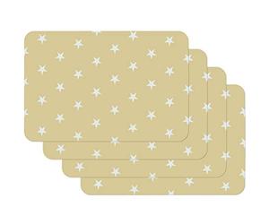 Venilia Place Mat for Dining Room Stars Beige Pattern Set of 4 Wipeable Polypropylene Food Safe 45 x 30 cm Pack of 4 59052