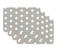 Venilia Placemats for Dining Room, Grey Polka Dot Pattern, Set of 4, Wipe-Clean, Polypropylene, Food-Safe, 45 x 30 cm, 59051
