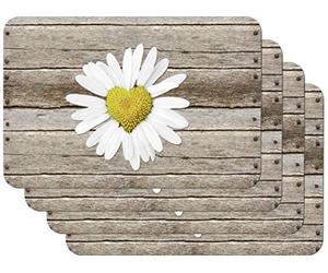 Venilia Set of 4 Place Mats for Dining Room, Daisy Pattern, Wipe-Clean, Polypropylene, Food-Safe, 45 x 30 cm, 59104