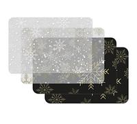 Vénilia Snowflakes Mix Placemats for Dining Room Dining Table Mats Plate Coasters Placemats Wipe Clean Food Safe 45 x 30 cm Set of 4