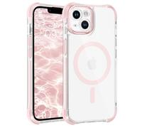 VENINGO for iPhone 13 Case Crystal Clear Anti-Yellow, N56 Magnetic MagSafe, [14FT Drop Protection] Shockproof, Ergonomic Contrast Grip for Women & Girls, Pink