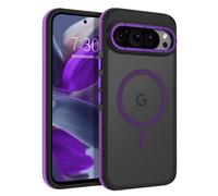 VENINGO Magnetic for Google Pixel 9/9 Pro Case,Upgraded[14FT Military Grade Protection][Fit for MagSafe] Slim Translucent Matte Shockproof Phone Case with Side Grippy Stripes, Purple
