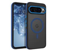 VENINGO Magnetic for Google Pixel 9 Pro XL Case,Upgraded[14FT Military Grade Protection][Fit for MagSafe] Slim Translucent Matte Shockproof Phone Case with Side Grippy Stripes, Blue