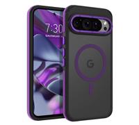 VENINGO Magnetic for Google Pixel 9 Pro XL Case,Upgraded[14FT Military Grade Protection][Fit for MagSafe] Slim Translucent Matte Shockproof Phone Case with Side Grippy Stripes, Purple