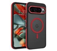 VENINGO Magnetic for Google Pixel 9 Pro XL Case,Upgraded[14FT Military Grade Protection][Fit for MagSafe] Slim Translucent Matte Shockproof Phone Case with Side Grippy Stripes, Red