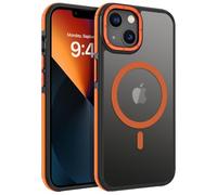 VENINGO Magnetic for iPhone 13 Case,for iPhone 14 Case,Upgraded[14FT Military Grade Protection][Fit for MagSafe] Slim Translucent Matte Shockproof Phone Cover with Side Grippy Stripes, Orange