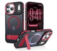 VENINGO Magnetic for iPhone 18 Pro/17 Pro Case stand, burgundy red | [Military-Grade Protection] Fingerprint-Proof Matte Translucent Slim Case with [Grippy Stripes]