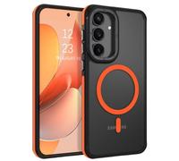VENINGO Magnetic for Samsung S25 FE Case,Upgraded[14FT Military Grade Protection][Fit for MagSafe] Slim Translucent Matte Shockproof Phone Cover with Side Grippy Stripes, Orange
