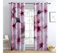 Venivici Cherry Blossom Blackout Curtains for Bedroom Living Room - 90 Inch Drop Curtains Eyelet, Spring Pink Floral Patterned Window Treatments, Thermal Insulated Drapes 54x90 2 Panels