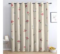 Venivici Floral Blackout Curtains for Bedroom Living Room - 54 Inch Drop Curtains Eyelet, Girls Rose Flower Window Treatments, Thermal Insulated Drapes for Windows B&-101