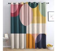 Venivici Mid Century Modern Blackout Curtains for Bedroom Living Room - 72 Inch Drop Curtains Eyelet, Geometric Abstract Patterned Window Treatments, Thermal Insulated Drapes 66x72 2 Panels