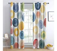 Venivici Polka Dot Blackout Curtains for Bedroom Living Room - 84 Inch Drop Curtains Eyelet, Cute Colourful Dots Geometric Patterned Window Treatments, Thermal Insulated Drapes 52x84 2 Panels