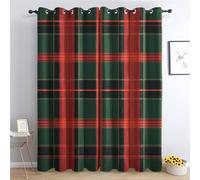 Venivici Scottish Tartan Blackout Curtains for Bedroom Living Room - 72 Inch Drop Curtains Eyelet, Vintage Rustic Country Window Treatments, Thermal Insulated Drapes for Windows A&-124