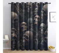 Venivici Skull Blackout Curtains for Bedroom Living Room - 72 Inch Drop Curtains Eyelet, Gothic Horror Skeleton Patterned Window Treatments, Thermal Insulated Drapes 46x72 2 Panels D&-477