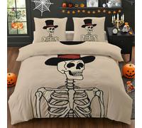 Venivici Super King Duvet Cover, Skeleton Bedding Set & Bedroom Decor, Halloween Witch Reversible Quilt Cover and Pillowcase, Soft Brushed Microfiber Easy Care Bed Set with Zipper Closure