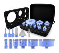 VENJELD Diamond Drill Bits Set 12Pcs - 6/6/8/20/25/35/50/68/110mm M14 Thread Tile Hole Saw Kit, 20mm Finger Bit, 50mm Beveling Chamfer Bit, Hex Shank Adapter for Porcelain Tile Ceramic Granite Marble