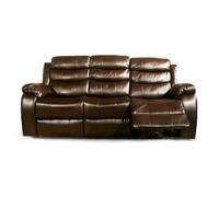 Venlo Leather Like Manual Reclining 3 Seater Sofa Black, Brown or Grey Furnishings For Less UK Brown One Size