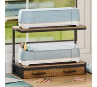 VENNQD Stand Compatible with Cricut Maker and Cricut Explore Air Series Stand Legs for 2 Cricut Machines Fully Open 2 Tier Desktop Craft Accessories Storage Organizer (Rustic Brown)