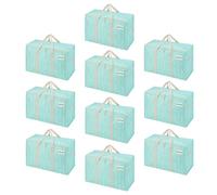 VENO 10 Pack Extra Large Moving Storage Bags with Zips, Heavy-Duty Organizer Tote, Moving Box Alternative, Clothes Storage Bin, Tag Pocket Water-Resistant (Evergreen, 10 Pack)