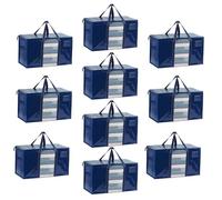 VENO 10 Pack Heavy Duty Moving Bags for Clothes,Extra Large Moving House Essentials,Underbed Storage Packing Boxes for Duvet,Waterproof Laundry Bags Organiser (Blue,10 Pack)
