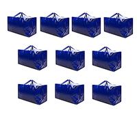 VENO 10 Pack Heavy-Duty Oversize Large Storage Bag Organizer with Zips and Tag Pocket for Moving, Clothes Storage, Laundry Bag, Packing, House Essentials, Sustainable, Water-Resistant (Blue, 10 Pack)