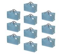 VENO 10 Pack Heavy-Duty Oversize Large Storage Bag with Zips for Moving, Clothes Storage, Laundry Bag, Packing, House Solutions, Sustainable, Water-Resistant (Light Blue, 10 Pack)