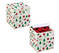 VENO 2 Pack Christmas Ornament Storage Box, Stores up to 64 Holiday Ornament, Adjustable Dividers, Zippered Top, Two Handles and Dual Zipper (Jingle Mix - 2 Pack)