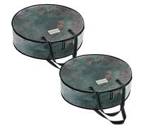 VENO 2 Pack Christmas Wreath Storage Container - 36 Inch Clear Wreath Bag, Christmas Garland and Holiday Decoration Organizers with Zipper and Durable Handles (Clear, 36"-2 Pack)