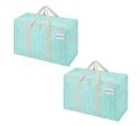 VENO 2 Pack Extra Large Moving Storage Bags with Zips, Heavy-Duty Organizer Tote, Moving Box Alternative, Clothes Storage Bin, Tag Pocket Water-Resistant (Evergreen, 2 Pack)