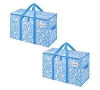 VENO 2 Pack Extra Large Moving Storage Bags with Zips, Heavy-Duty Organizer Tote, Moving Box Alternative, Clothes Storage Bin, Tag Pocket Water-Resistant (Spring Breeze, 2 Pack)