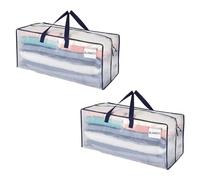 VENO 2 Pack Heavy-Duty Moving Bags Extra Large W/Backpack Straps, Moving House Essentials, Strong Handles & Zips, Clothes Storage, Packing, Laundry Bags, Reusable and Sustainable (Clear, 2 Pack)