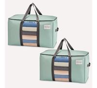 VENO 2 Pack Heavy Duty Moving Bags for Clothes,Extra Large Moving House Essentials,Underbed Storage Packing Boxes for Duvet,Waterproof Laundry Bags Organiser (Light Green,2 Pack)