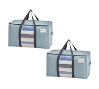 VENO 2 Pack Heavy Duty Moving Bags for Clothes,Extra Large Moving House Essentials,Underbed Storage Packing Boxes for Duvet,Waterproof Laundry Bags Organiser (Light Blue, 2 Pack)