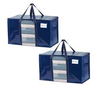 VENO 2 Pack Heavy Duty Moving Bags for Clothes,Extra Large Moving House Essentials,Underbed Storage Packing Boxes for Duvet,Waterproof Laundry Bags Organiser (Blue, 2 Pack)