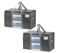 VENO 2 Pack Heavy Duty Moving Bags for Clothes,Extra Large Moving House Essentials,Underbed Storage Packing Boxes for Duvet,Waterproof Laundry Bags Organiser (Gray, 2 Pack)