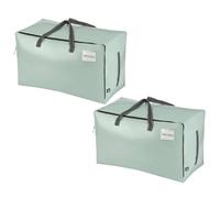 VENO 2 Pack Heavy-Duty Oversize Large Storage Bag Organizer with Zips and Tag Pocket for Moving, Clothes Storage, Laundry Bag, House Essentials, Sustainable, Water-Resistant (Light Green, 2 Pack)