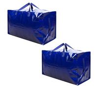 VENO 2 Pack Heavy-Duty Oversize Large Storage Bag Organizer with Zips and Tag Pocket for Moving, Clothes Storage, Laundry Bag, Packing, House Essentials(Blue 2 Pack)