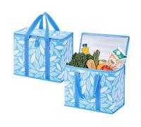 VENO 2 Pack Insulated Grocery Bags, Hard Bottom, Spring Breeze
