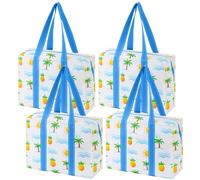 VENO 2 Pack Utility Tote Reusable Grocery Bags with Zipper & Hard Bottom