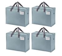 VENO 4 Pack 50L Large Storage Bags, Duvet Storage Bag King Size for Moving, Underbed Storage Bags for Bedding, Laundry Packing Boxes Clothes, Duvets, Blankets (50L Light Blue, 4 Pack)