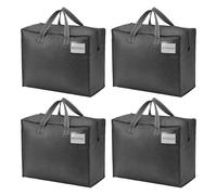 VENO 4 Pack 50L Large Storage Bags, Duvet Storage Bag King Size for Moving, Underbed Storage Bags for Bedding, Laundry Packing Boxes Clothes, Duvets, Pillows, Quilt, Blankets (Grey, 4 Pack 50L)