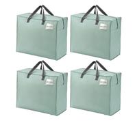 VENO 4 Pack 84L Large Storage Bags, Duvet Storage Bag King Size for Moving, Underbed Storage Bags for Bedding, Laundry Packing Boxes Clothes, Pillows, Blankets (Light Green, 4 Pack 84L)